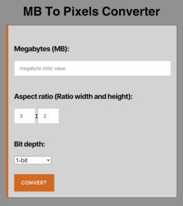 bits to mb converter|MB To Pixels Converter.